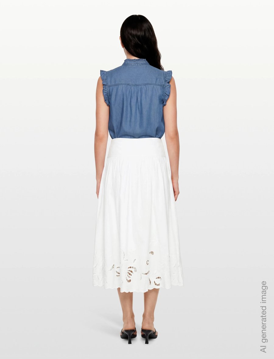 Gina Tricot - Poplin skirt - midi-röcke - white (1000) - 4