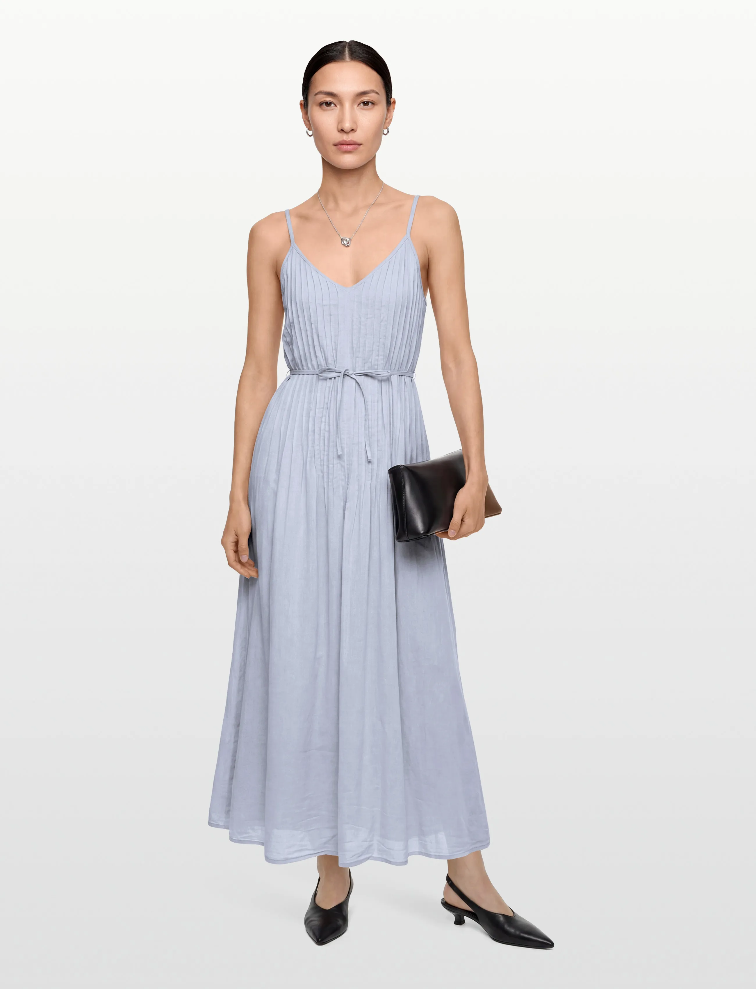 Gina Tricot Pleated Dress, XL, Dresses, Blau - Maxi Frauen
