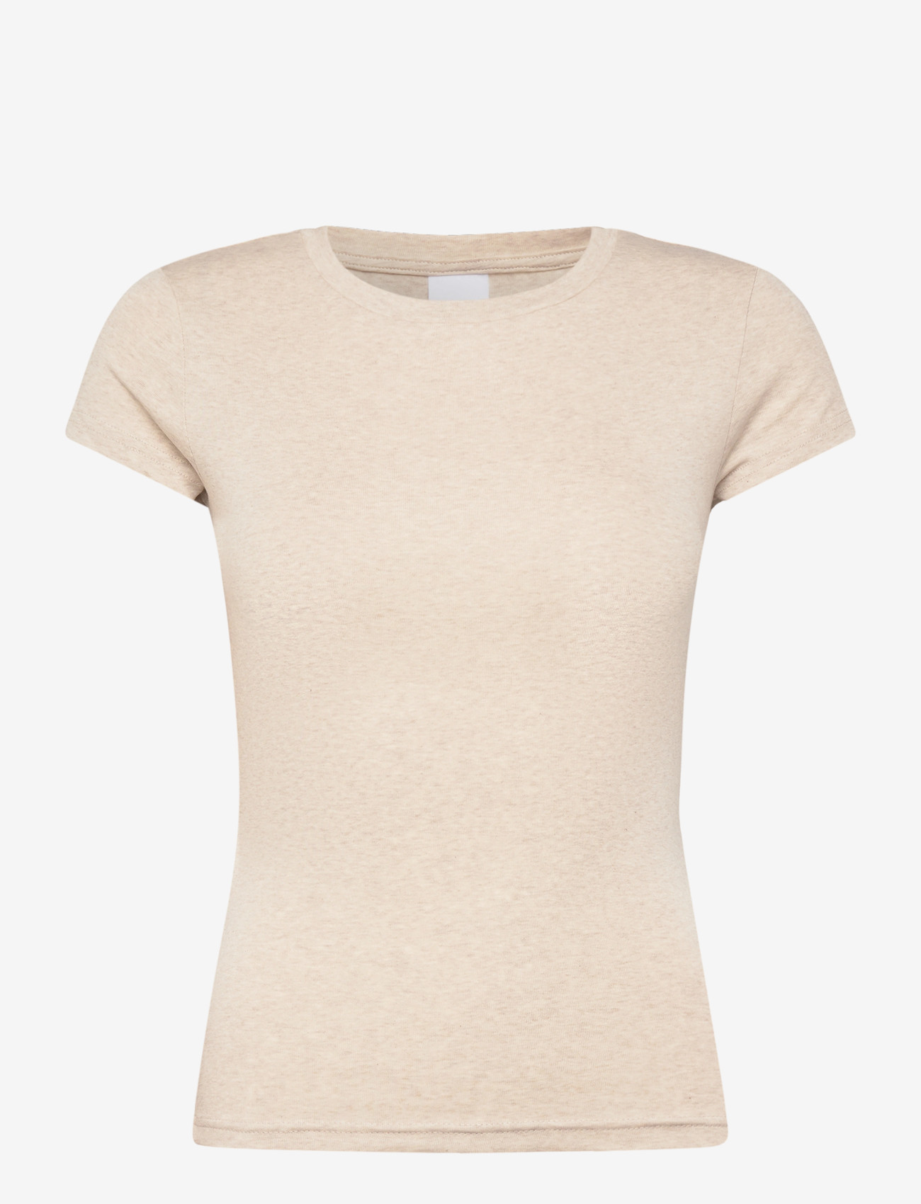 Gina Tricot - Perfect tight tee - t-shirts - beige melange (1186) - 1