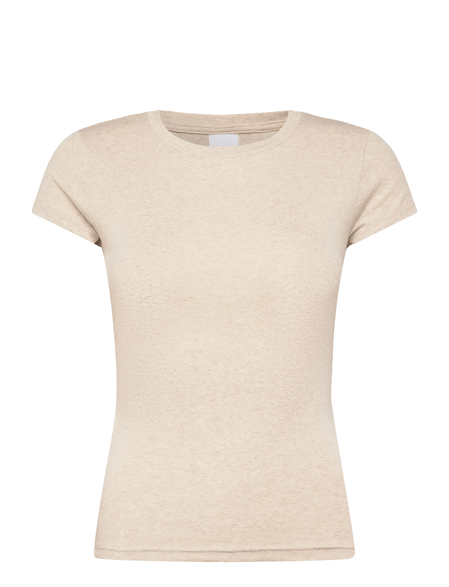 Gina Tricot - Perfect tight tee - t-shirts - beige melange (1186) - 1