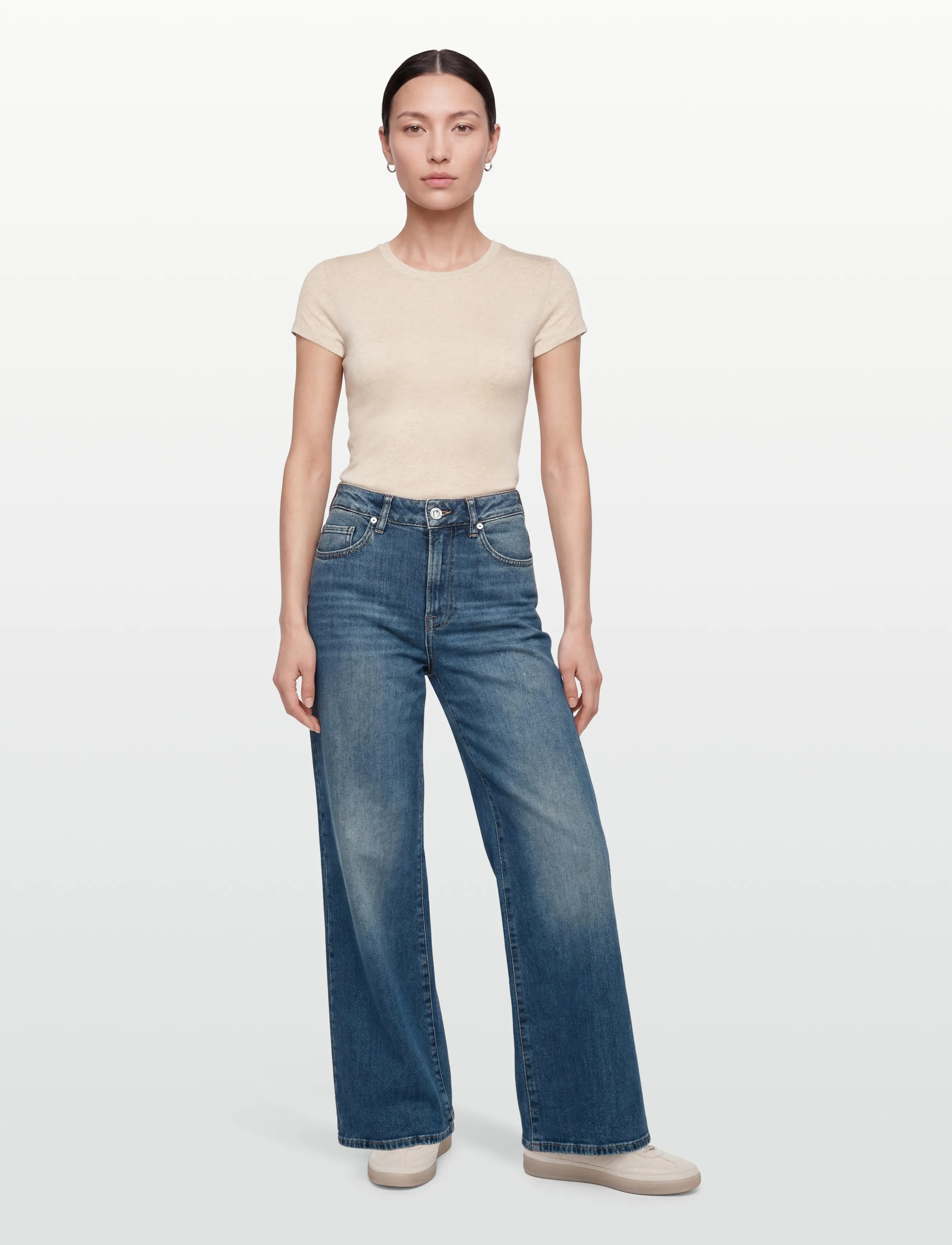 Gina Tricot Perfect tight tee - T-shirts - BEIGE MELANGE (1186) / beige