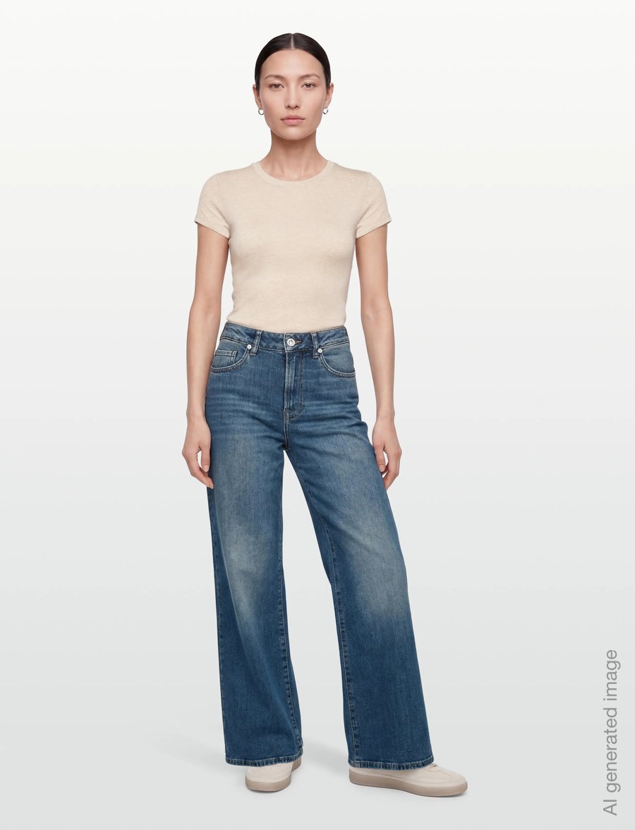 Gina Tricot - Perfect tight tee - t-shirts - beige melange (1186) - 0