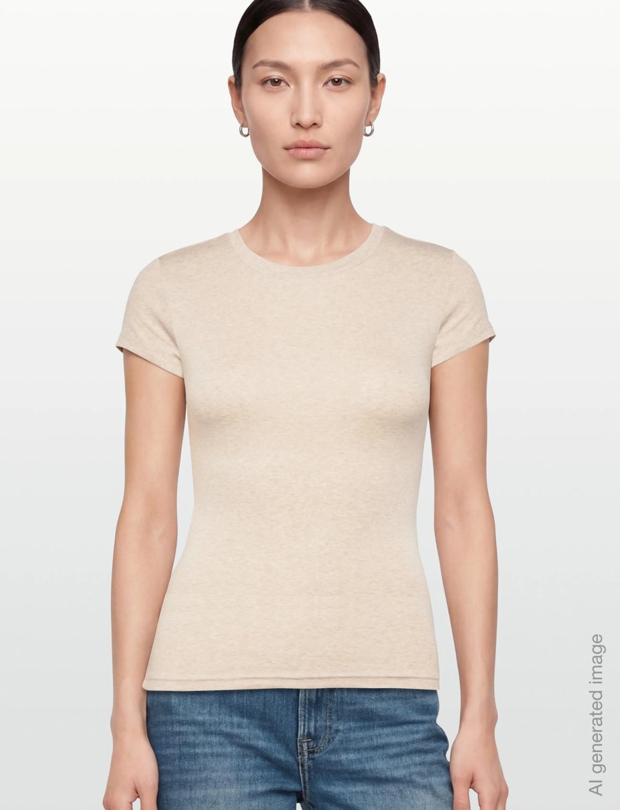 Gina Tricot - Perfect tight tee - t-shirts - beige melange (1186) - 3