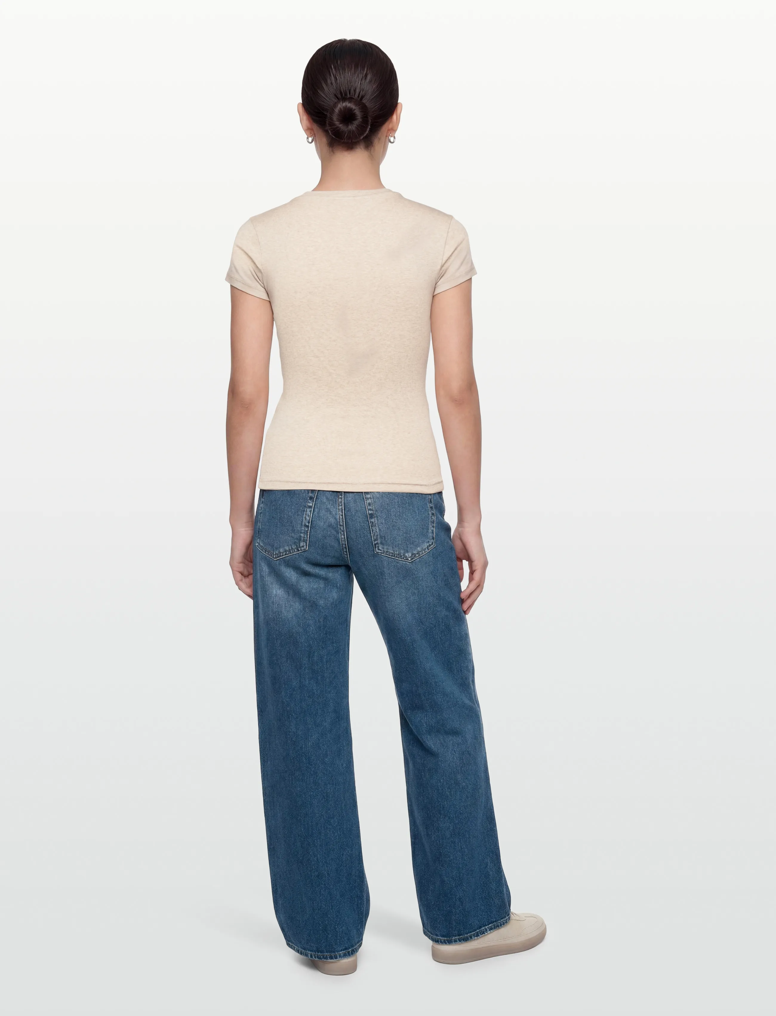 Gina Tricot - Perfect tight tee - t-särgid - beige melange (1186) - 4