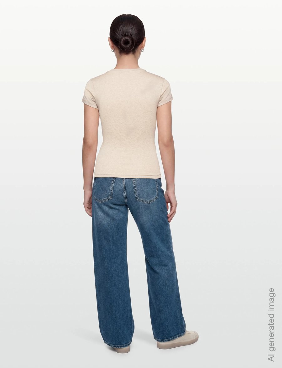 Gina Tricot - Perfect tight tee - t-shirts - beige melange (1186) - 4