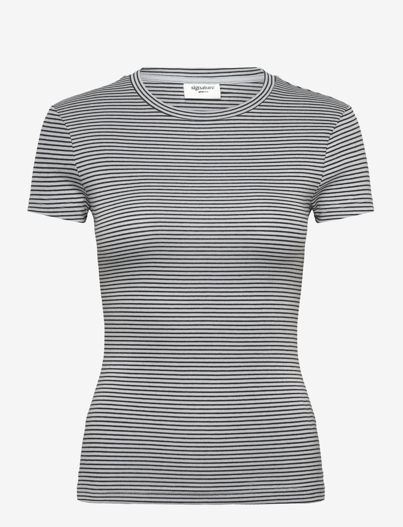 Gina Tricot - Perfect tight tee - t-shirts - brown/blue stripe - 0