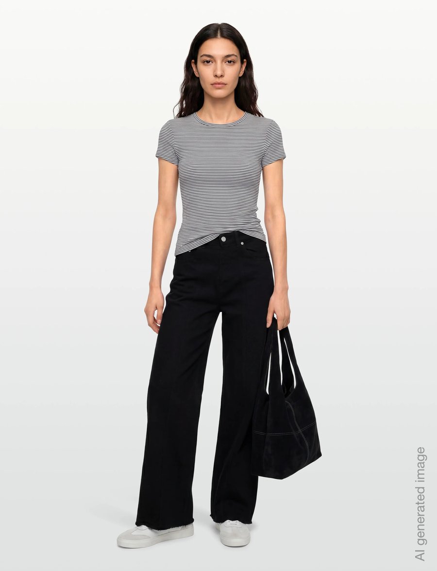 Gina Tricot - Perfect tight tee - t-shirts - brown/blue stripe - 0