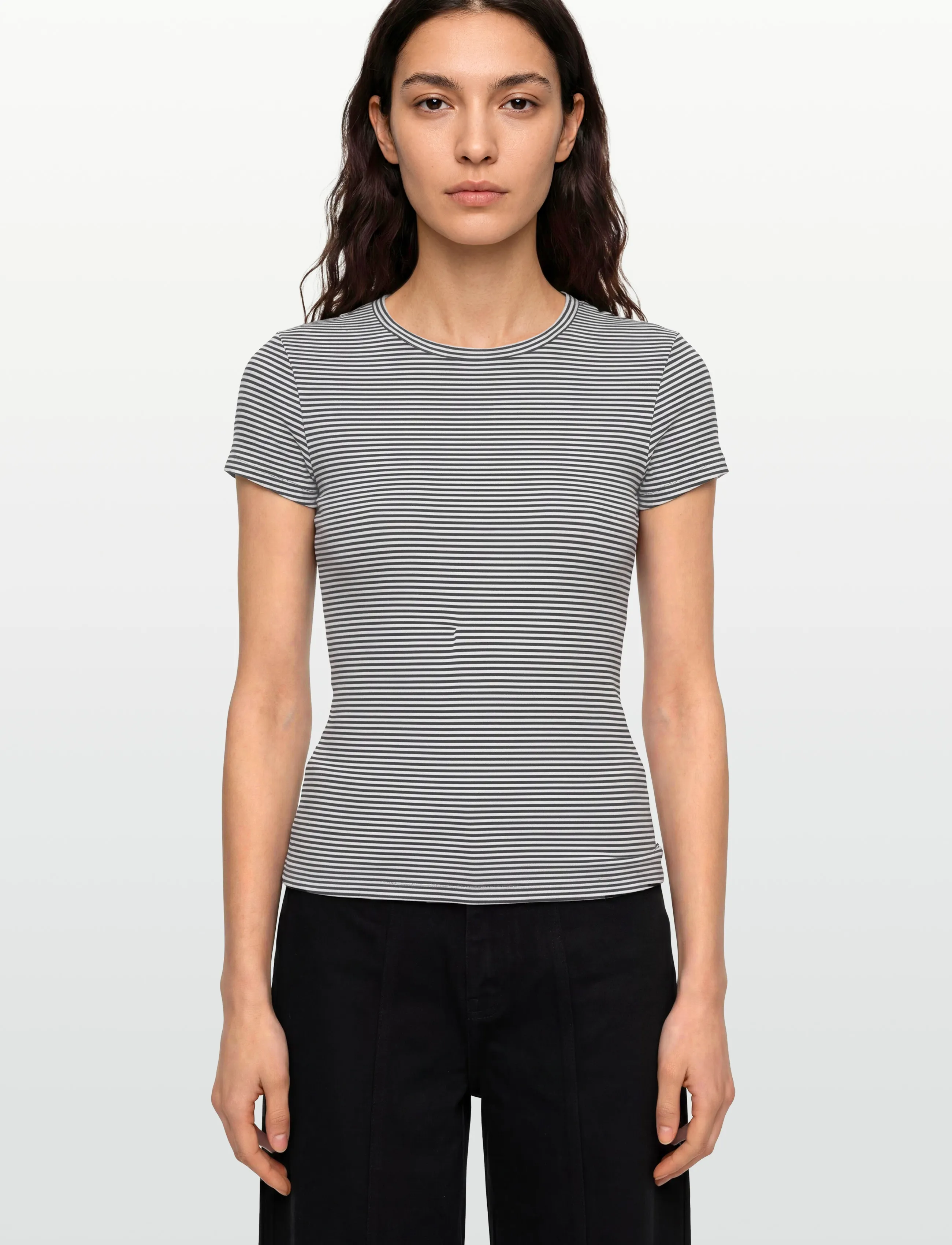 Gina Tricot - Perfect tight tee - t-shirts - brown/blue stripe - 3