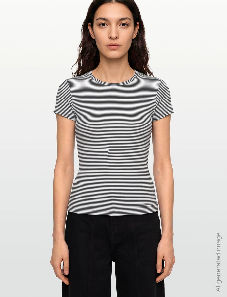 Gina Tricot - Perfect tight tee - t-shirts - brown/blue stripe - 3