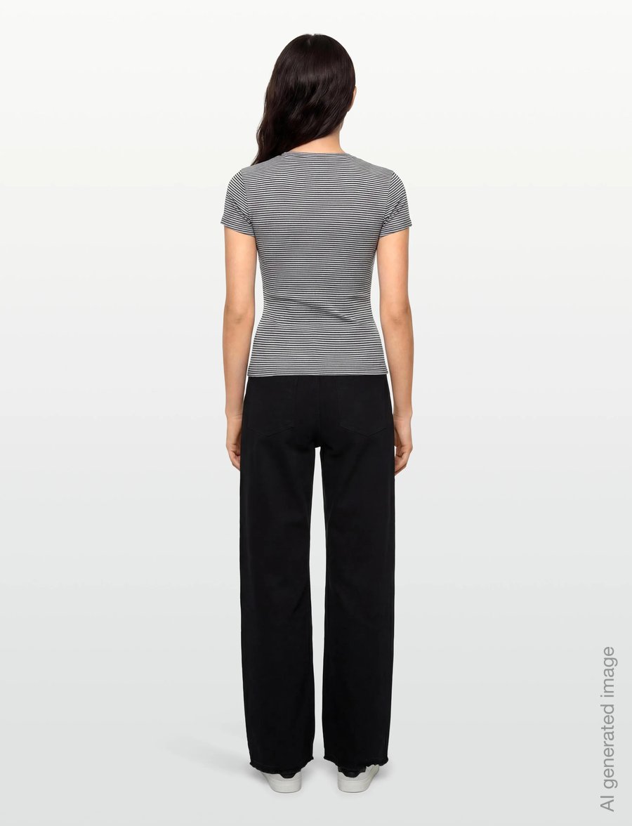Gina Tricot - Perfect tight tee - t-shirts - brown/blue stripe - 4