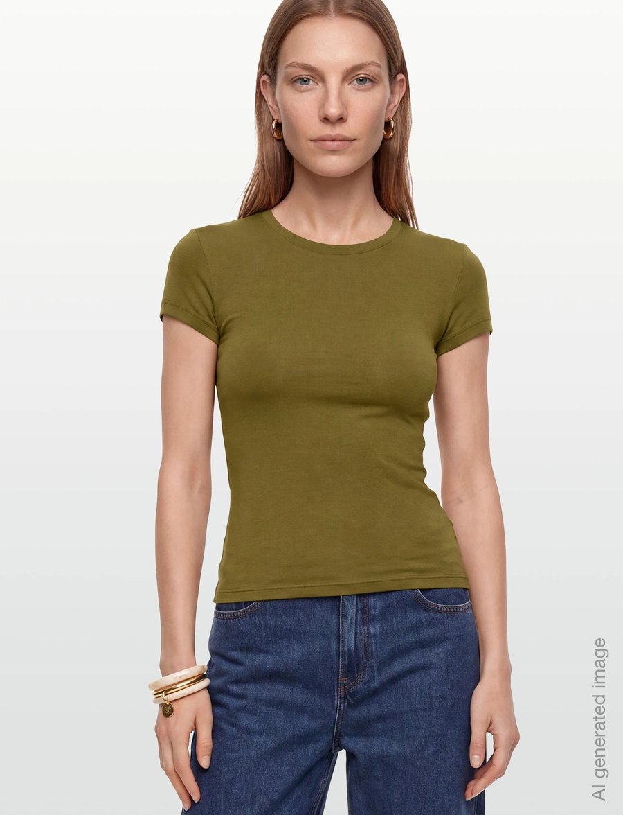 Gina Tricot - Perfect tight tee - t-shirts - fir green - 3
