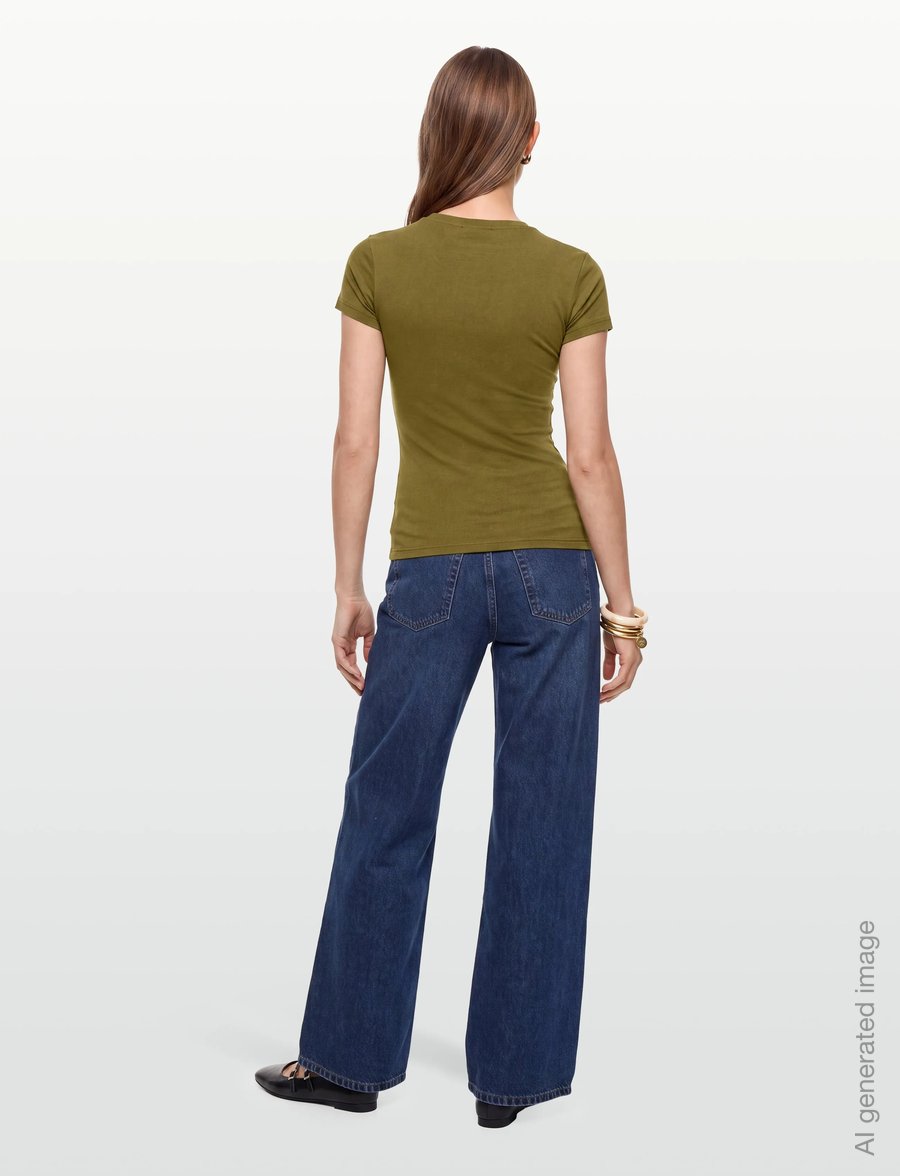 Gina Tricot - Perfect tight tee - t-shirts - fir green - 4