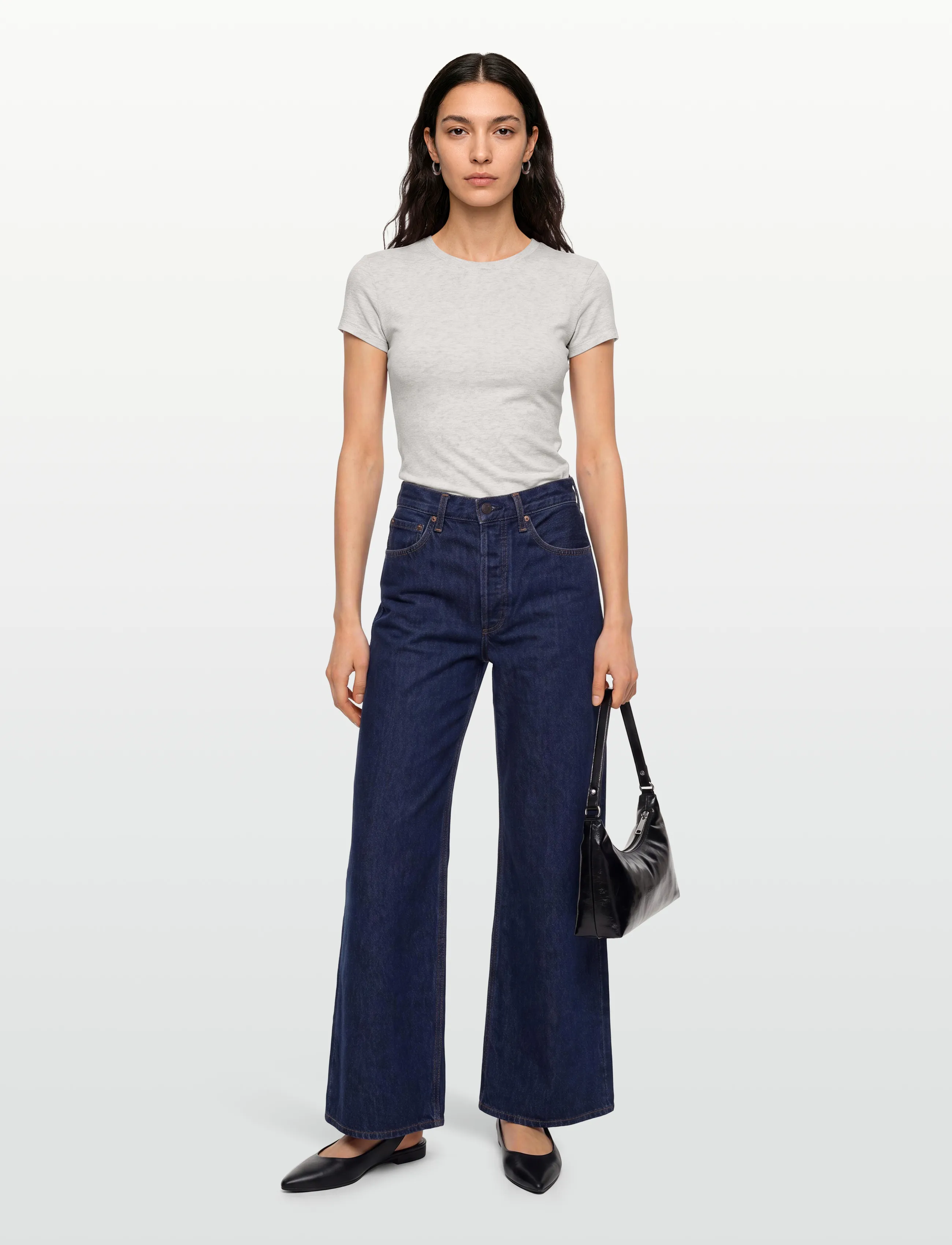 Gina Tricot - Perfect tight tee - t-shirts - lt grey melange - 0