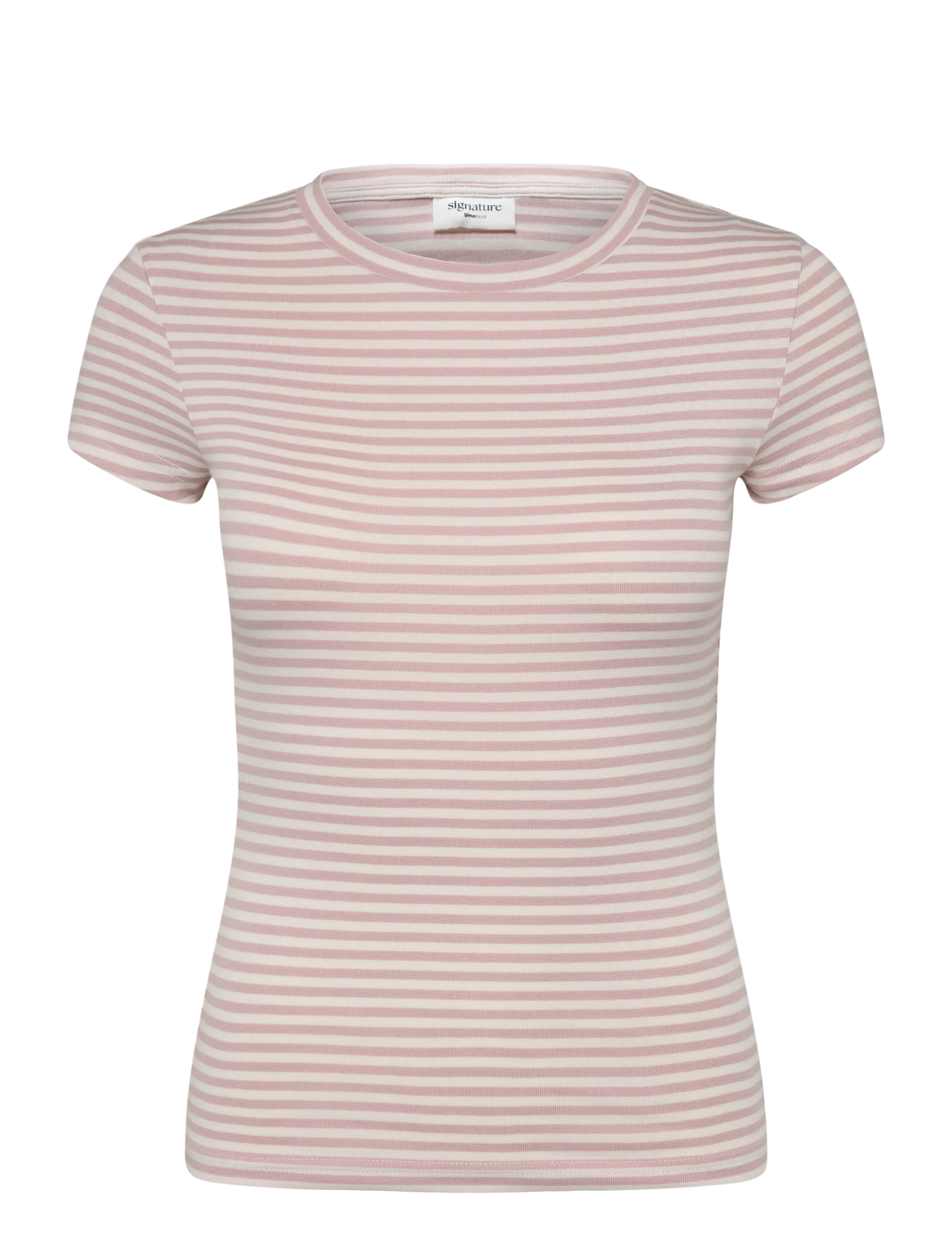 Gina Tricot Perfect tight tee - T-shirts - PINK STRIPE / pink/rose