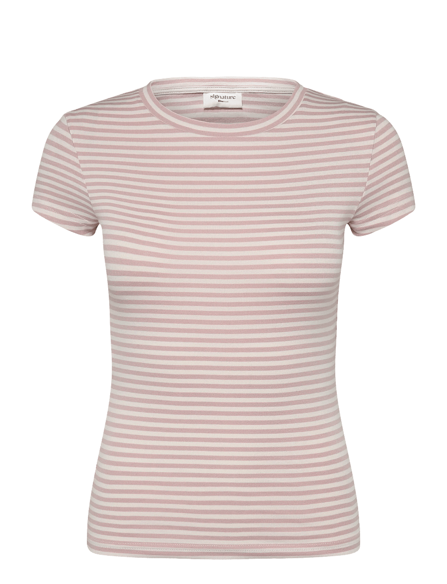 Gina Tricot - Perfect tight tee - t-shirts - pink stripe - 1