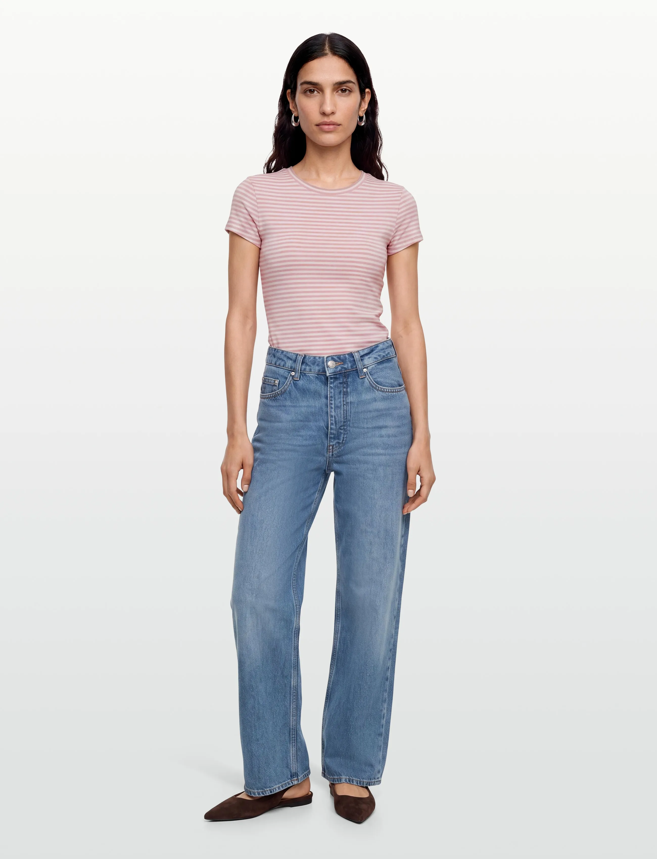 Gina Tricot - Perfect tight tee - t-shirts - pink stripe - 0