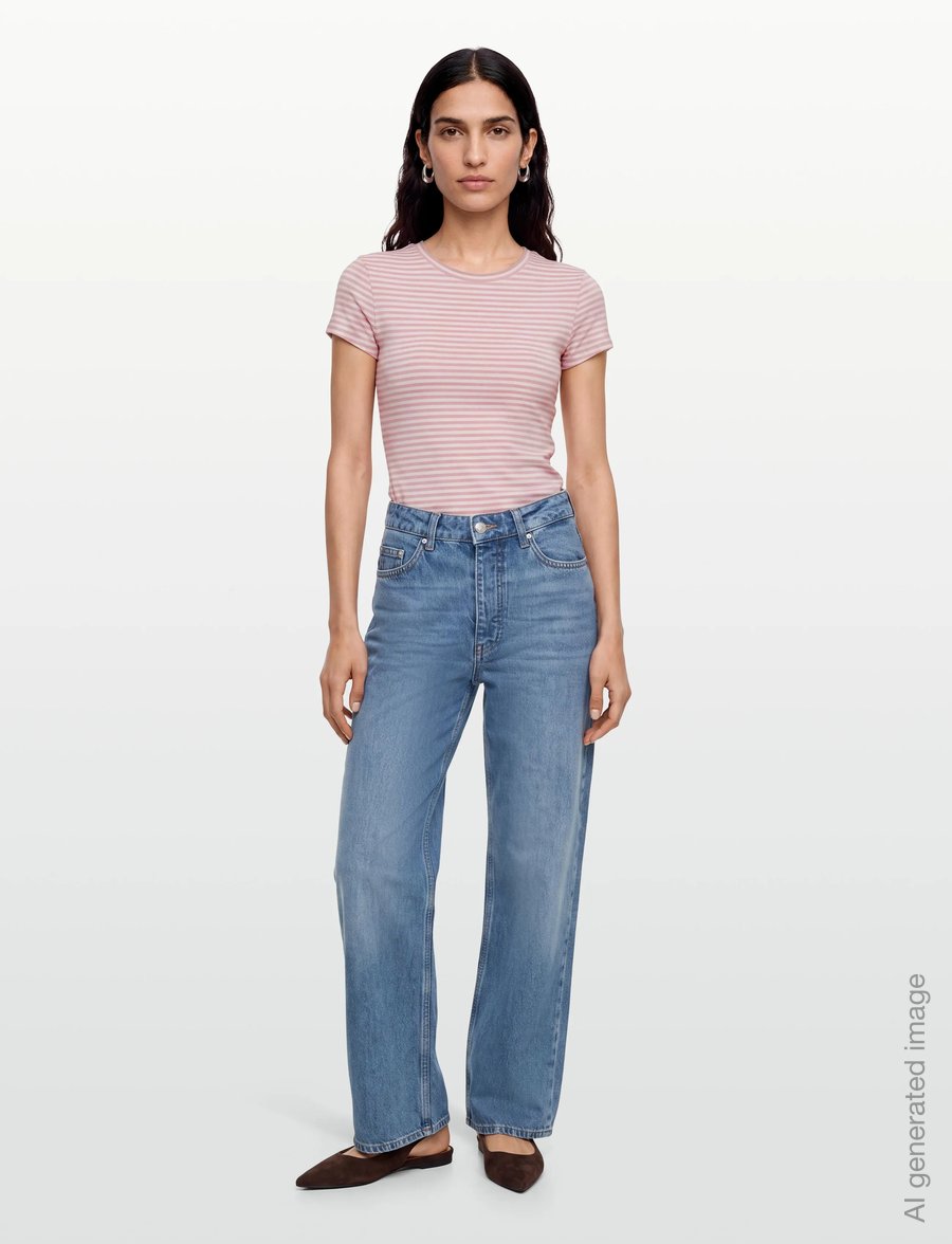 Gina Tricot - Perfect tight tee - t-shirts - pink stripe - 0