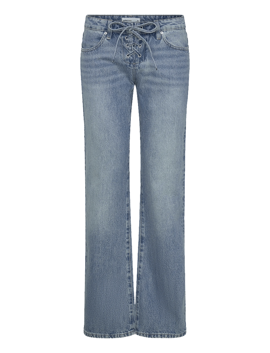 Gina Tricot - Lacing jeans - straight jeans - lt blue (5150) - 0
