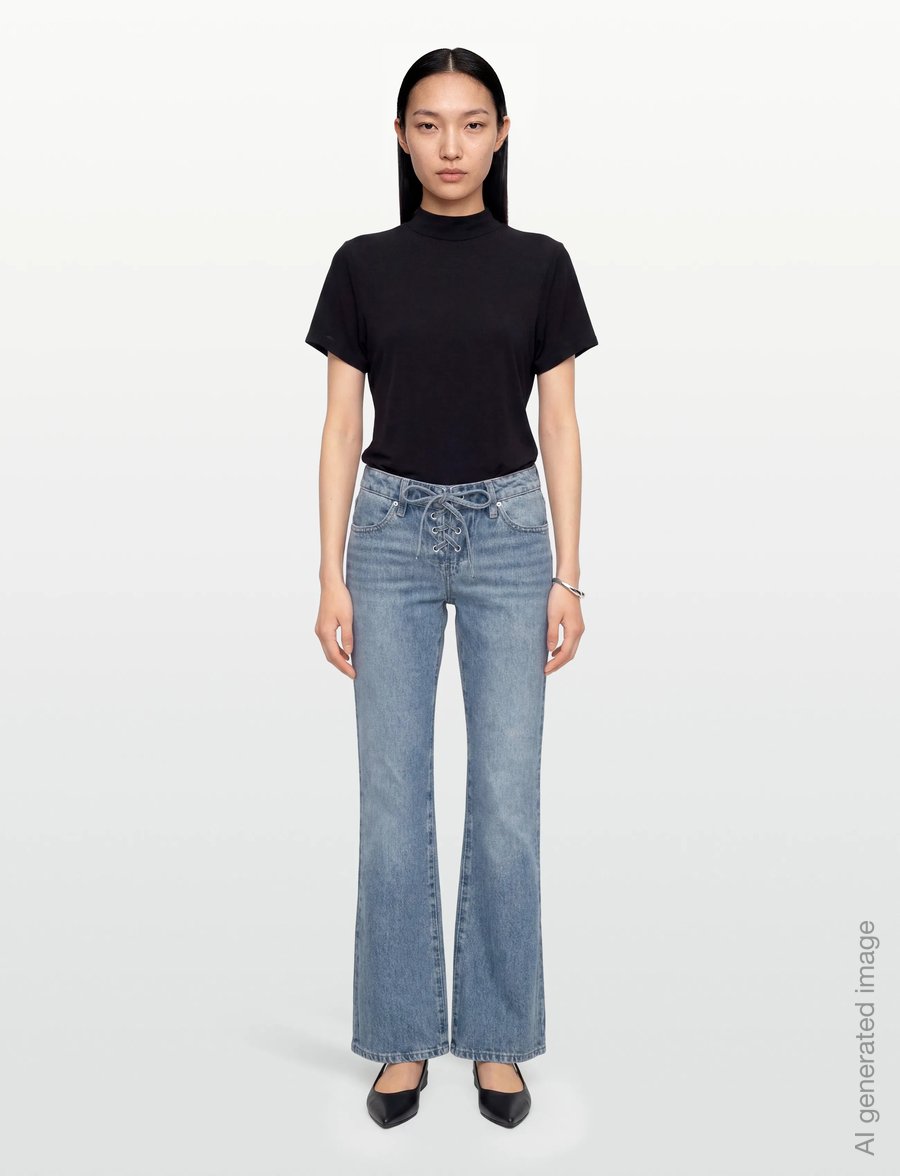 Gina Tricot - Lacing jeans - straight jeans - lt blue (5150) - 0