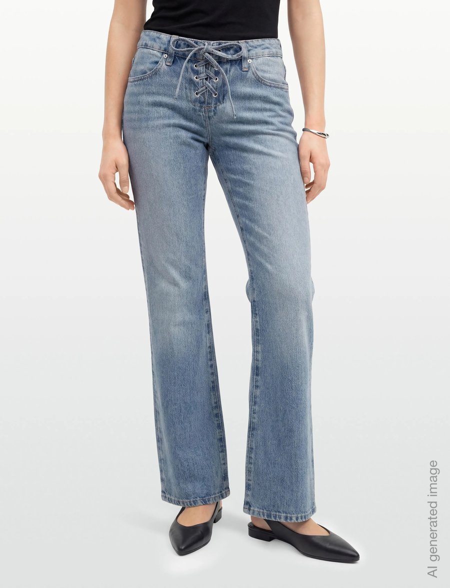 Gina Tricot - Lacing jeans - straight jeans - lt blue (5150) - 3