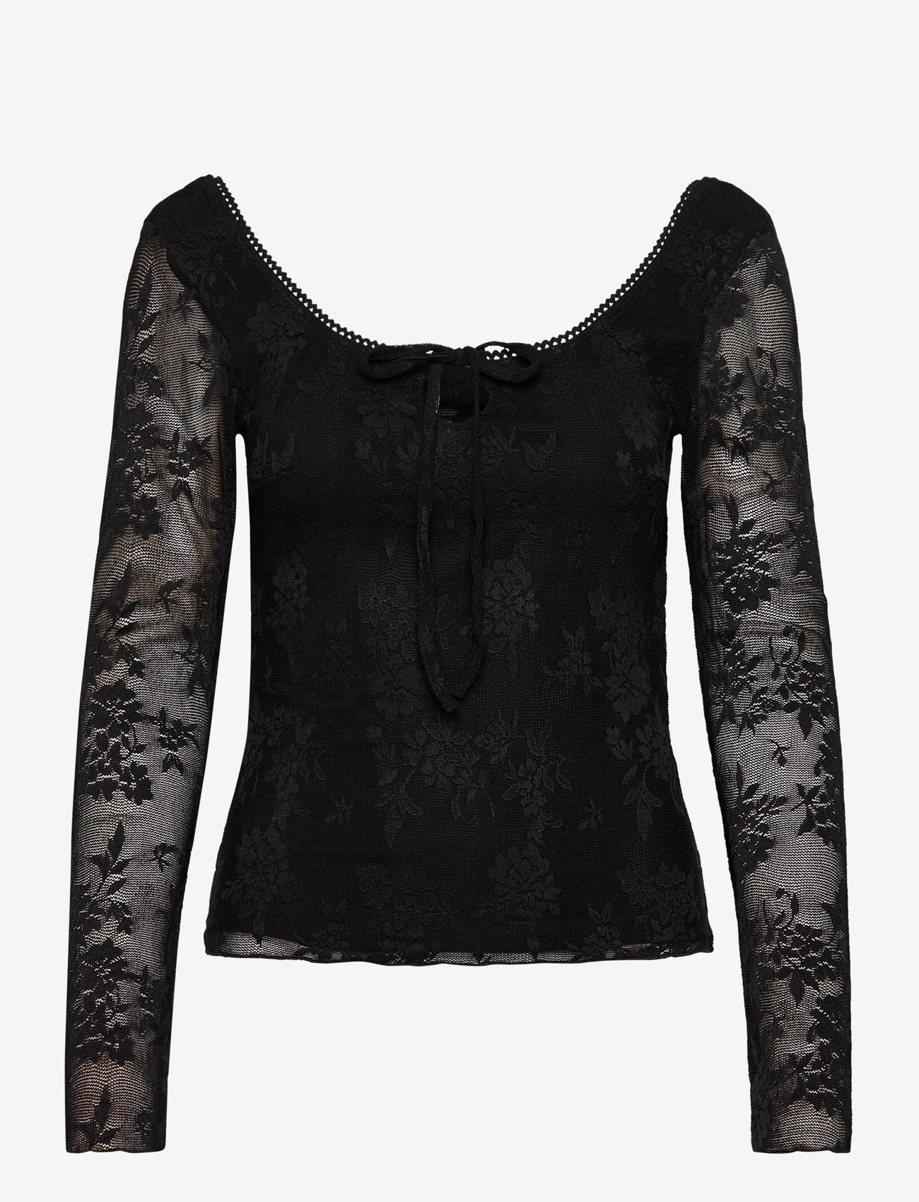 Gina Tricot - Scoop neck top - langärmlige blusen - black (9000) - 0