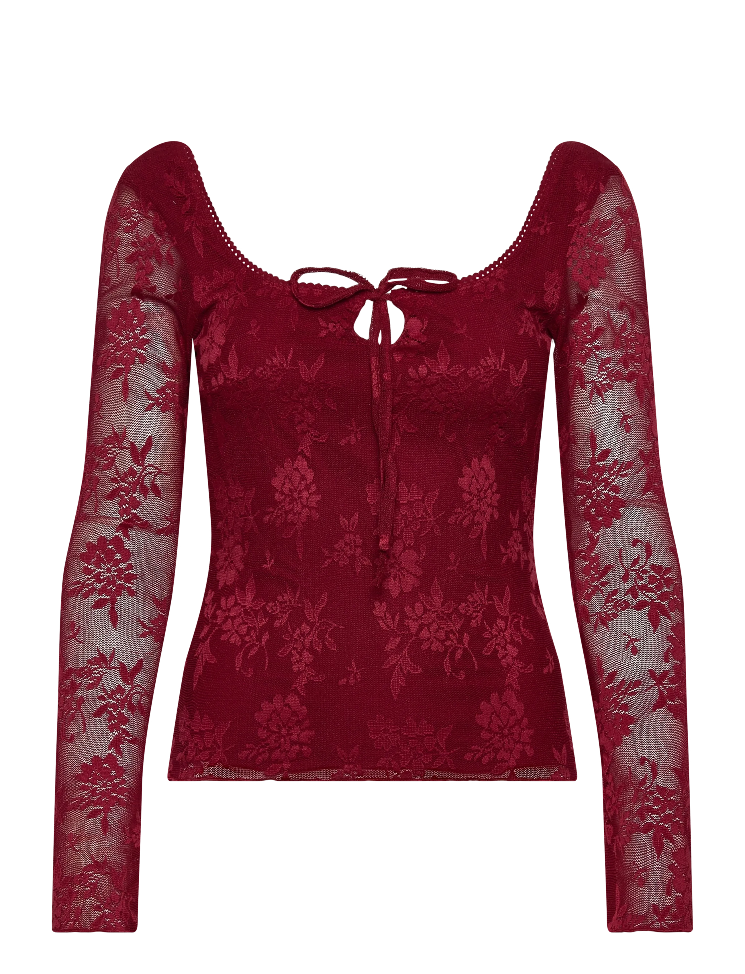 Gina Tricot Scoop neck top - Langermede topper - POMEGRANATE (3765) / red