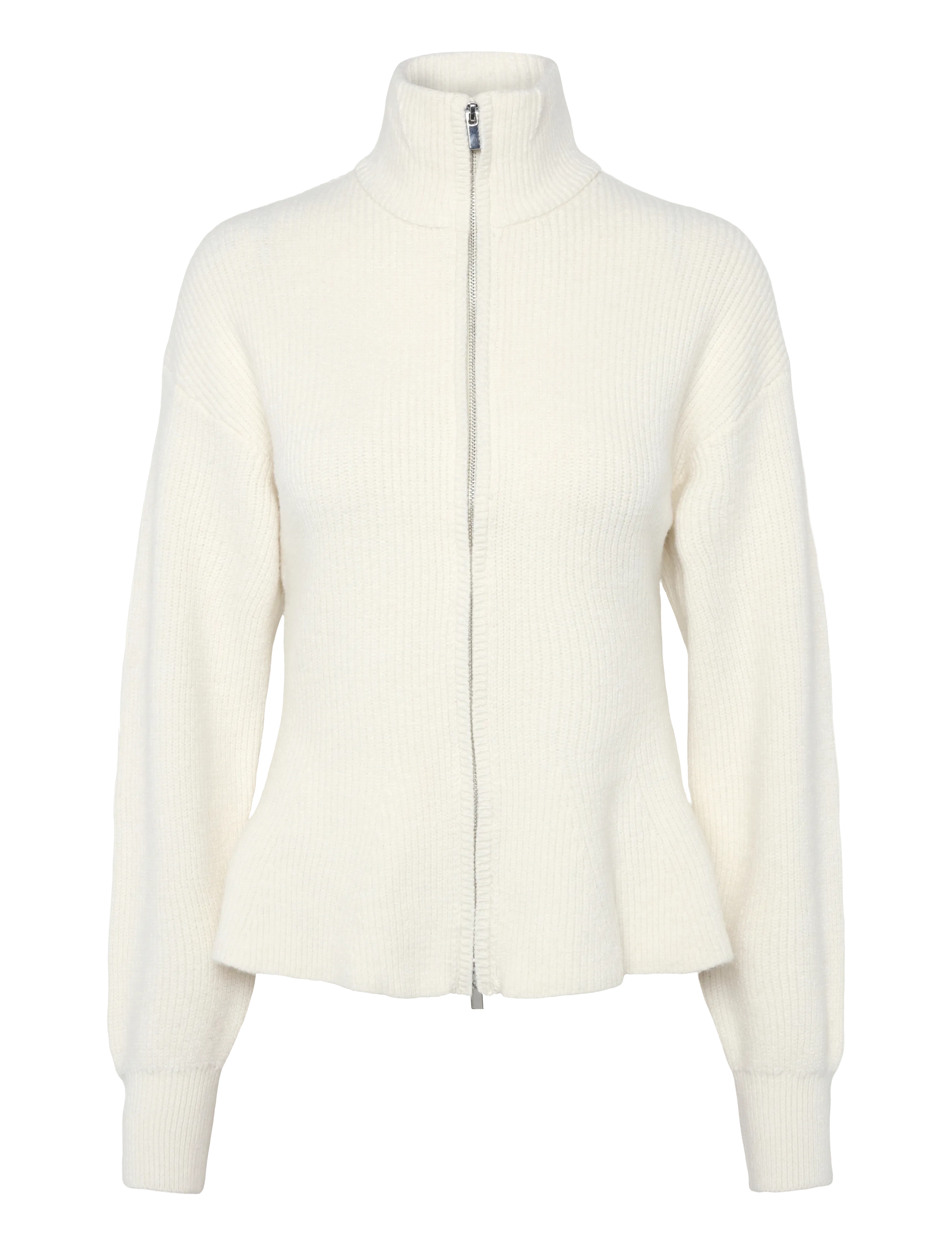 Gina Tricot Shaped knitted zip cardigan - Clothing - GARDENIA (1496) / cream