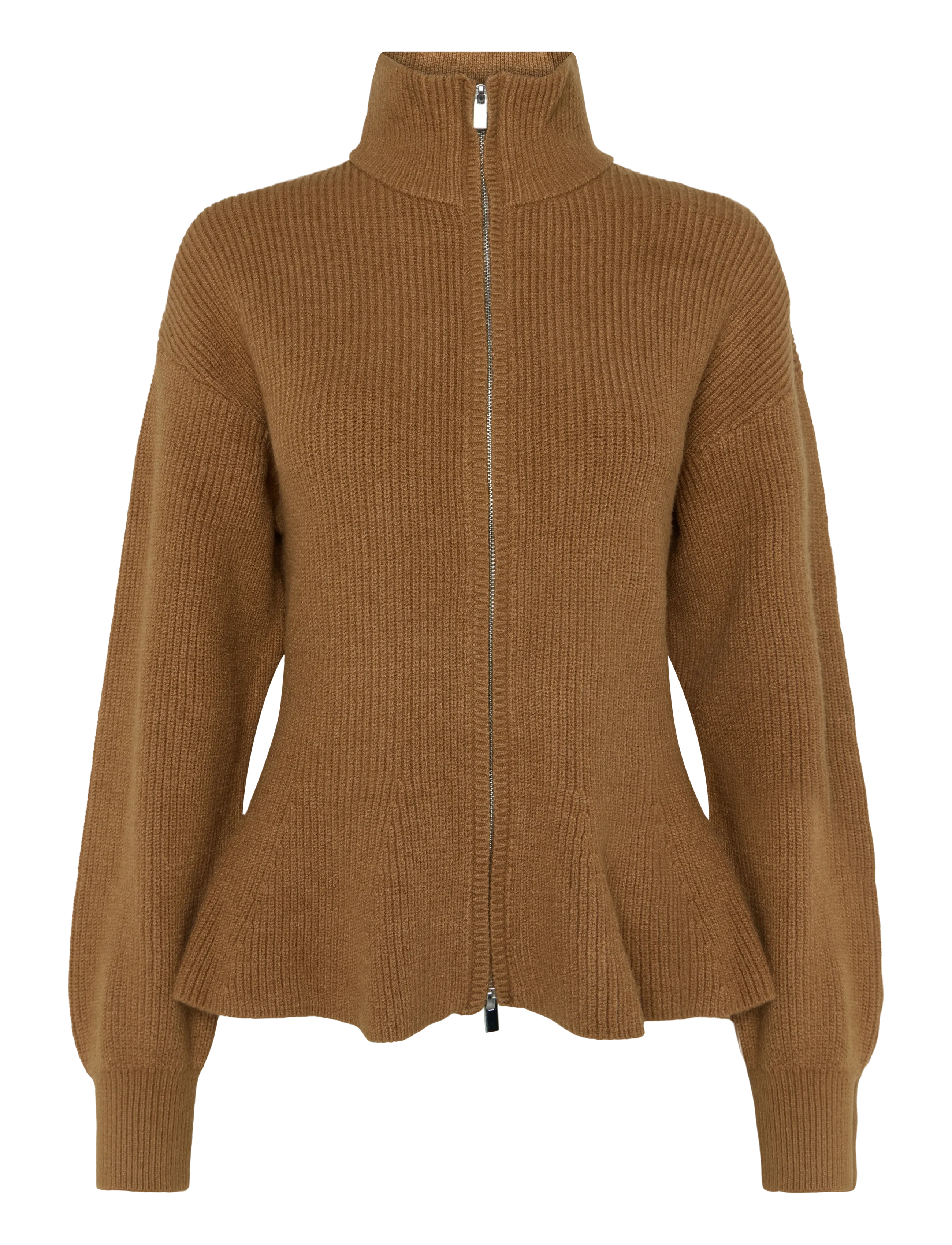 Gina Tricot Shaped knitted zip cardigan - Modetrender - TOASTED COCONUT / brown