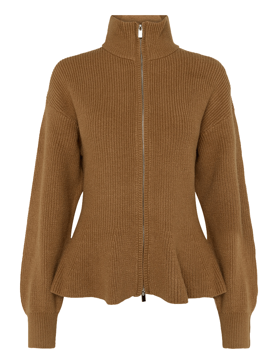 Gina Tricot - Shaped knitted zip cardigan - koftor - toasted coconut - 0