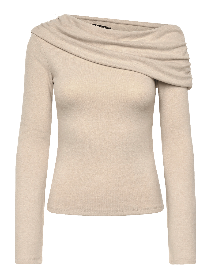 Gina Tricot - One shoulder top - långärmade toppar - beige melange (1186) - 0