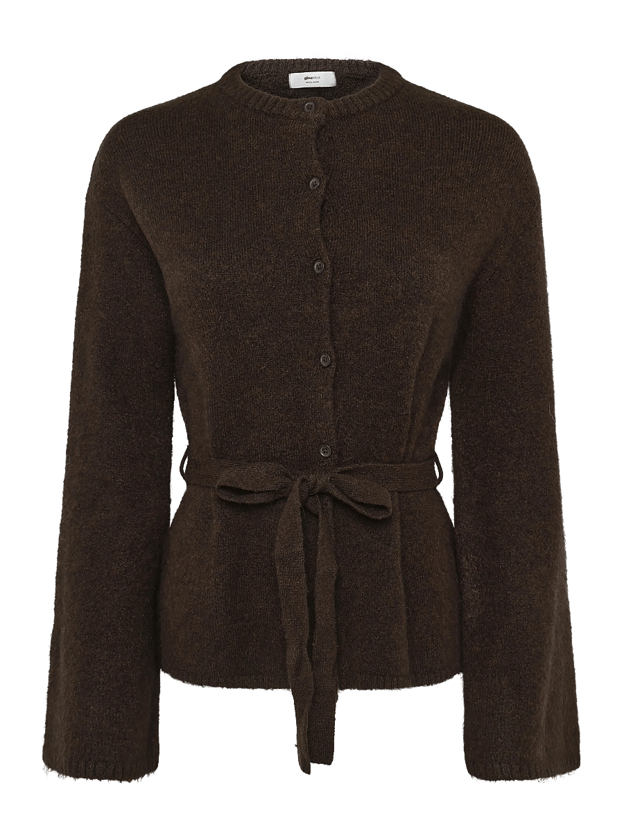 Gina Tricot - Knitted tie cardigan - cardigans - chocolate brown (7085) - 0