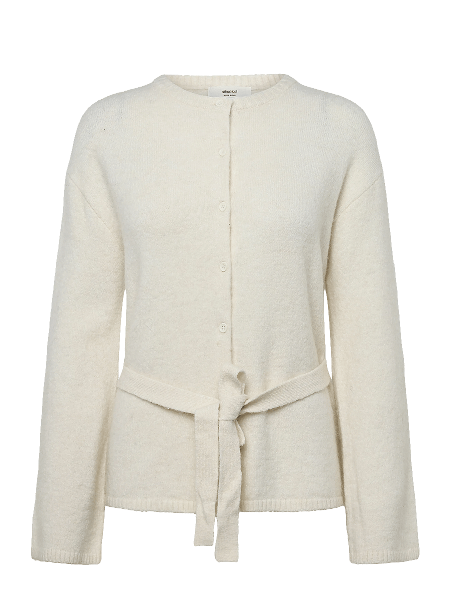Gina Tricot - Knitted tie cardigan - koftor - gardenia (1496) - 0