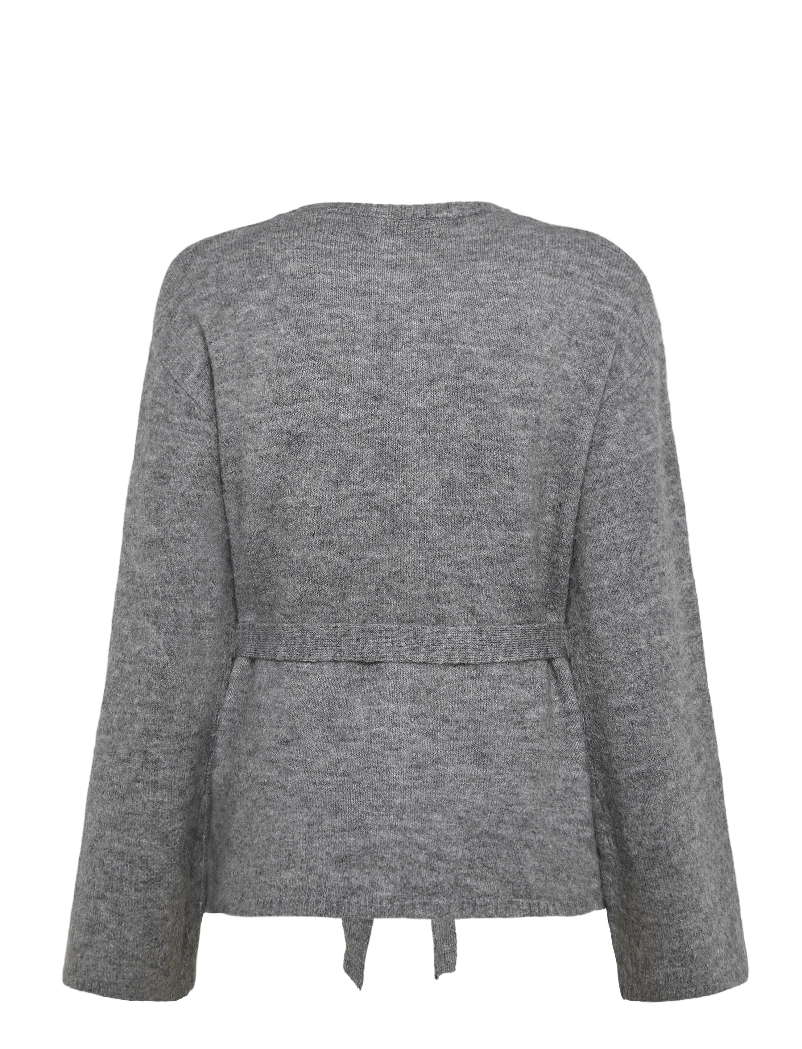 Gina Tricot - Knitted tie cardigan - koftor - mid grey mel (8022) - 1