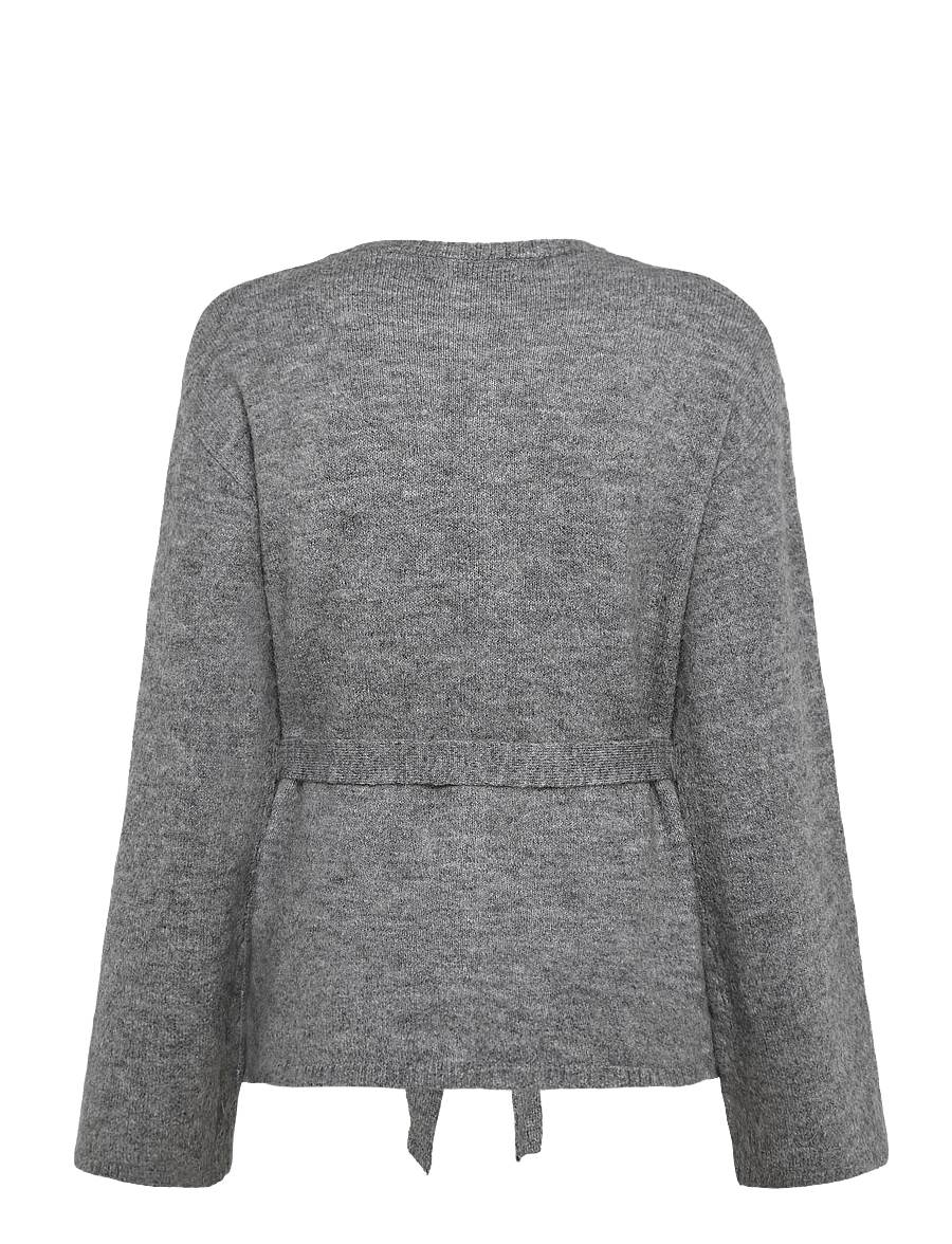 Gina Tricot - Knitted tie cardigan - koftor - mid grey mel (8022) - 1