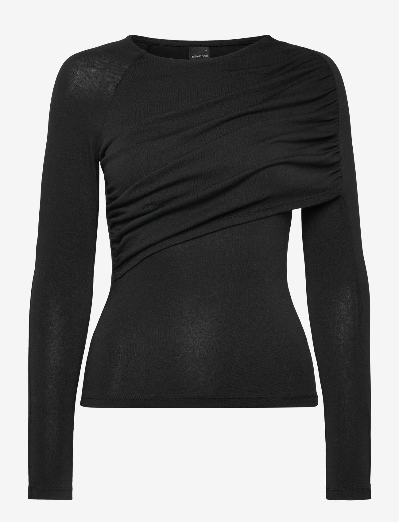 Gina Tricot - Ruched drapy top - långärmade toppar - black (9000) - 0