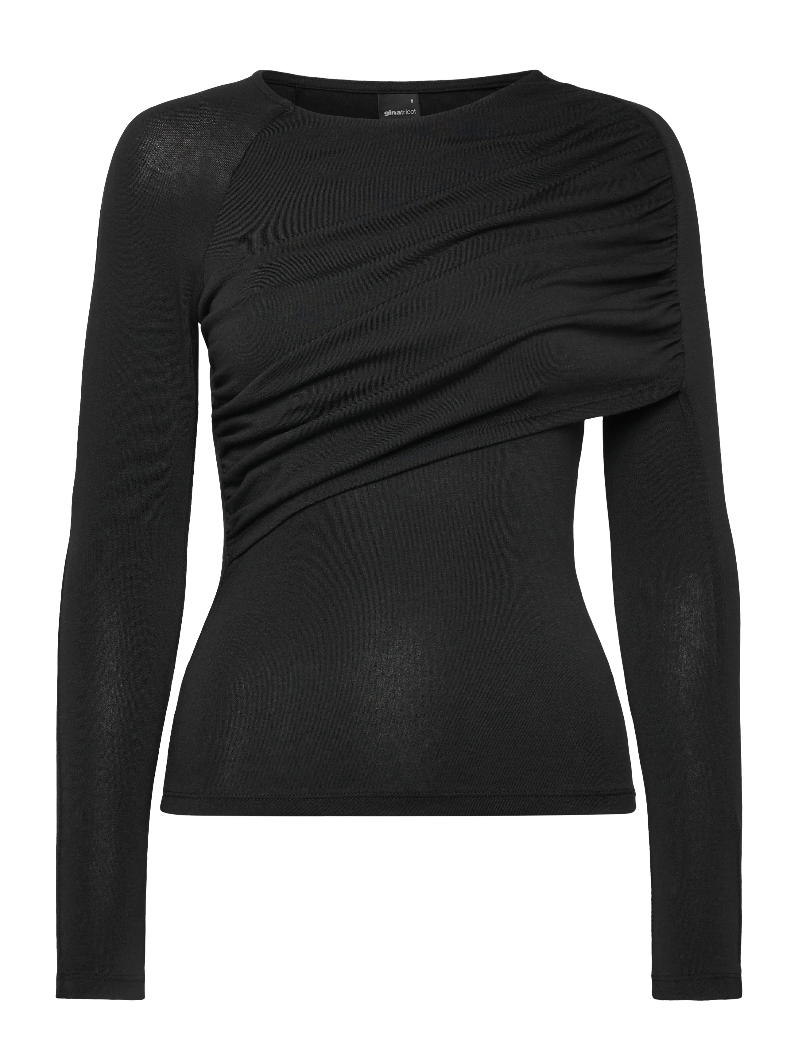 Gina Tricot - Ruched drapy top - langärmlige tops - black (9000) - 0
