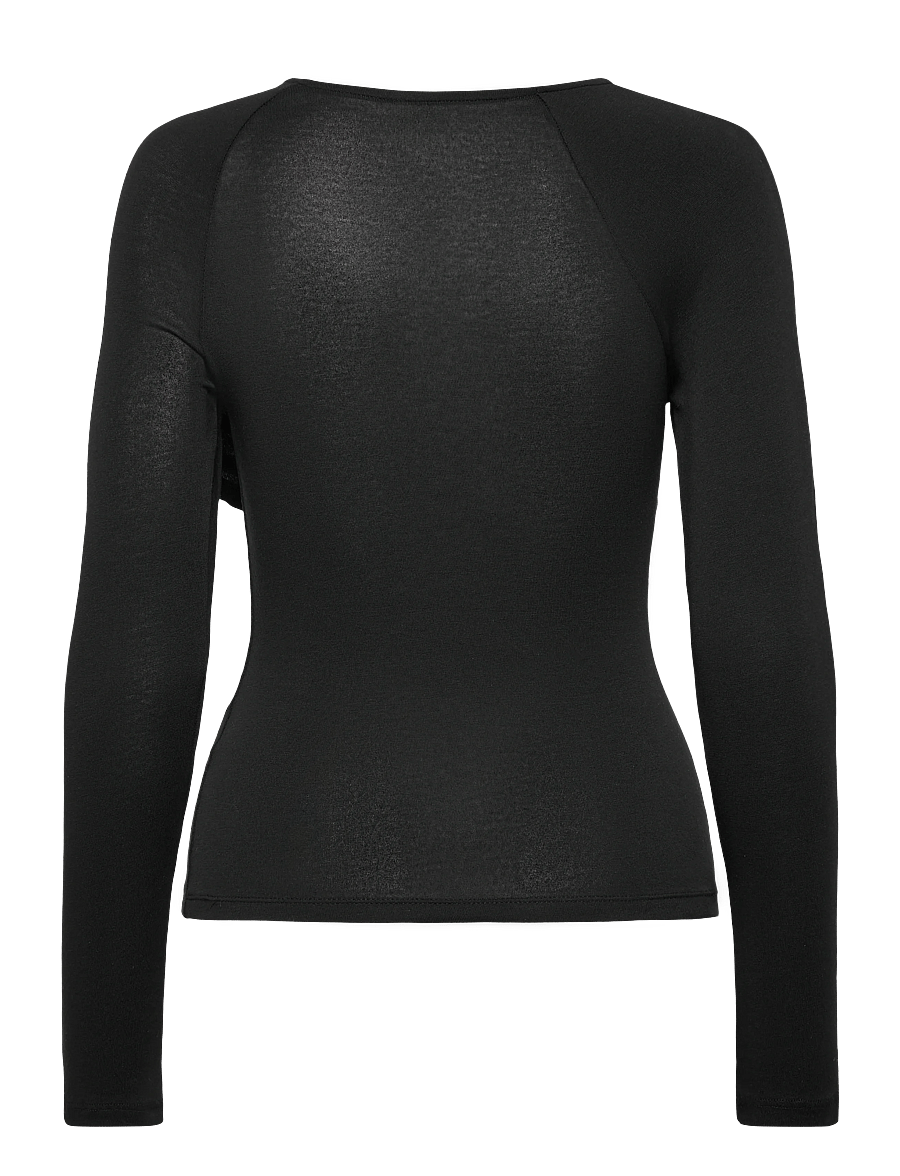 Gina Tricot - Ruched drapy top - langärmlige tops - black (9000) - 1