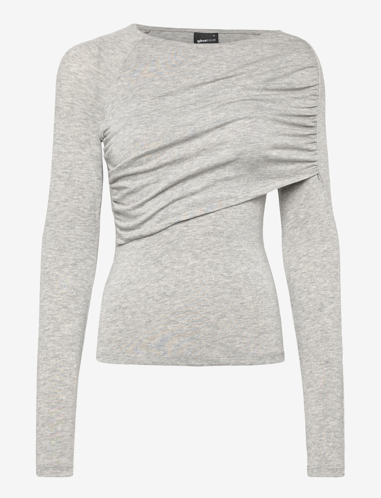 Gina Tricot - Ruched drapy top - langærmede toppe - grey melange (8181) - 0