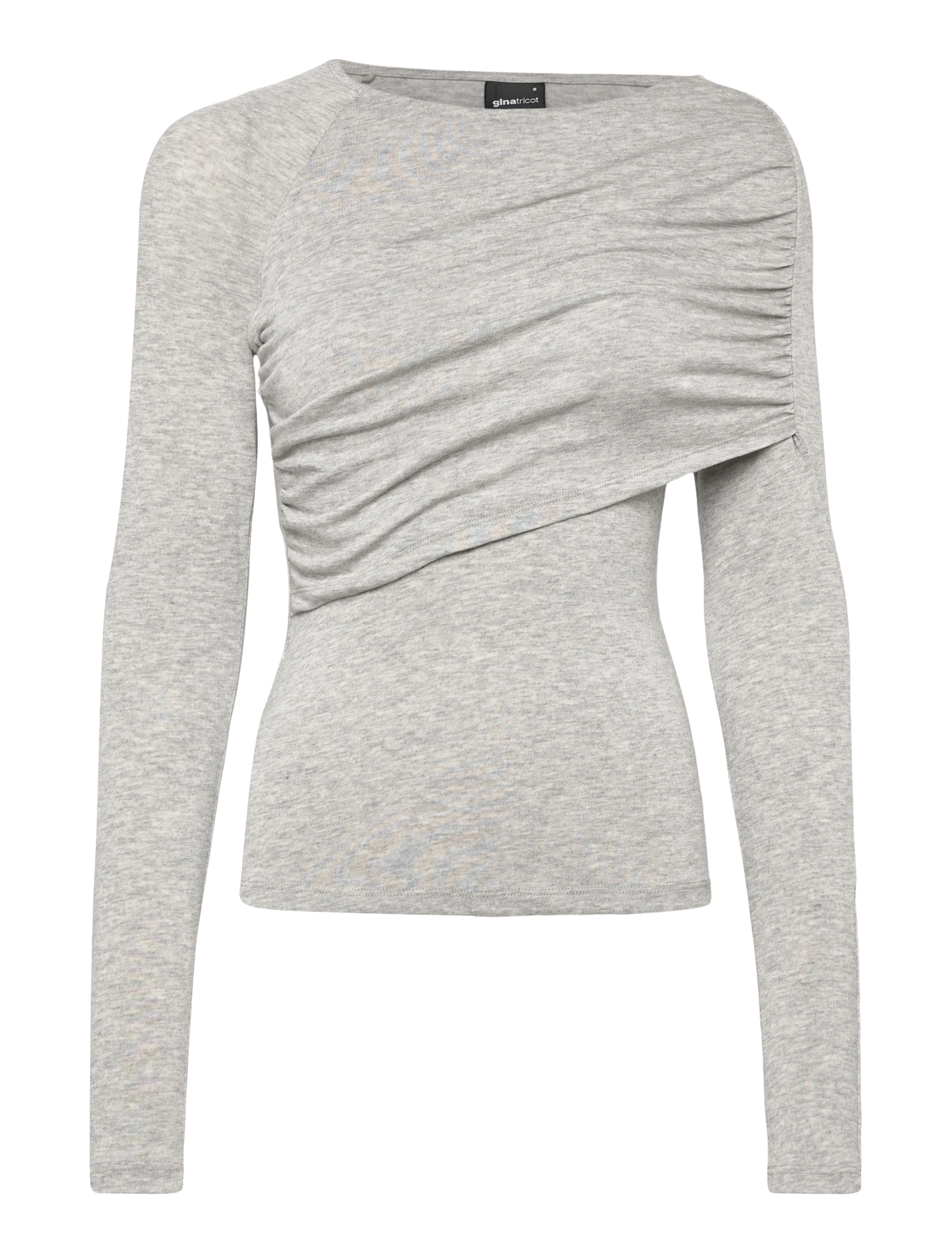 Gina Tricot Ruched drapy top - Langermede topper - GREY MELANGE (8181) / grey