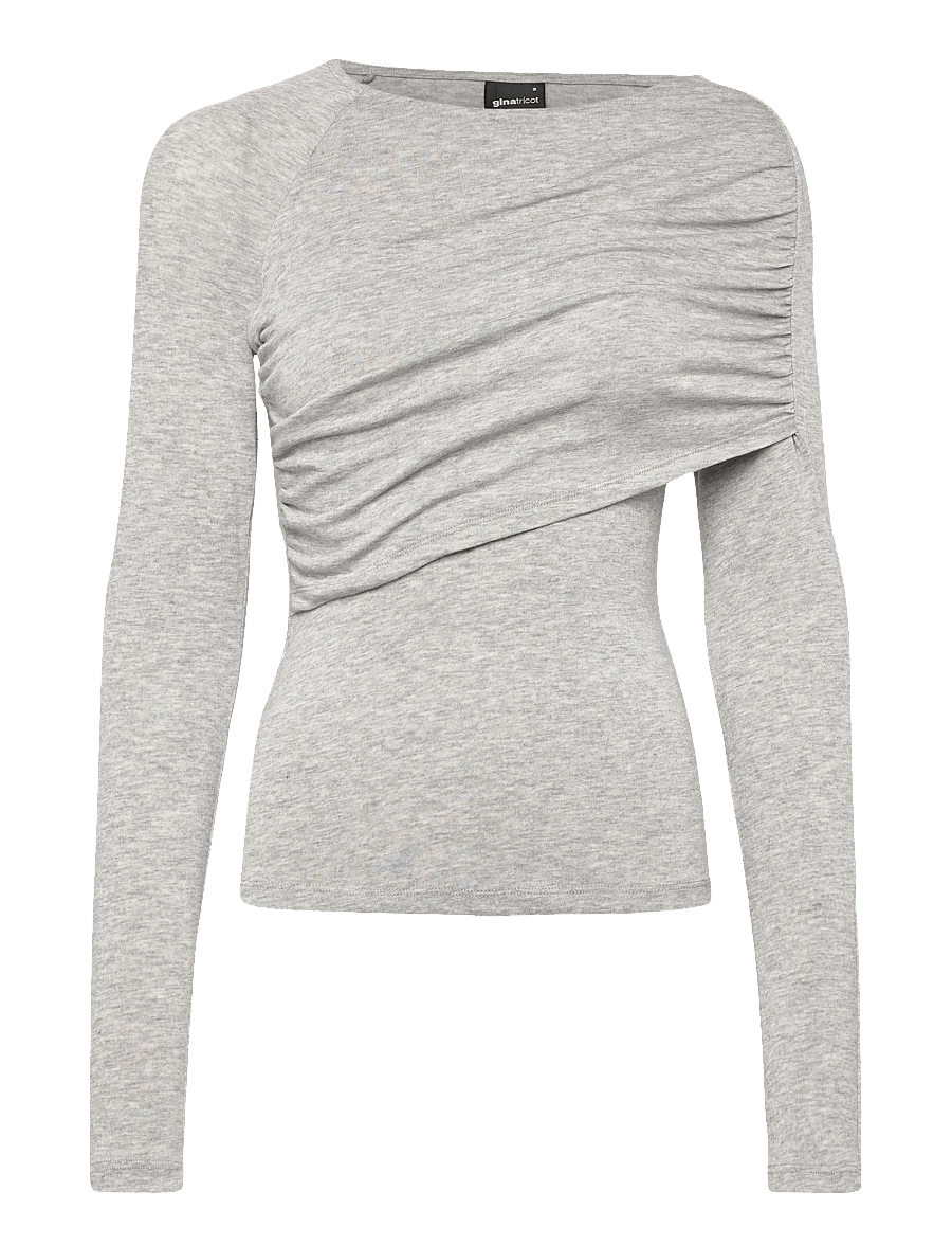 Gina Tricot - Ruched drapy top - langärmlige tops - grey melange (8181) - 0