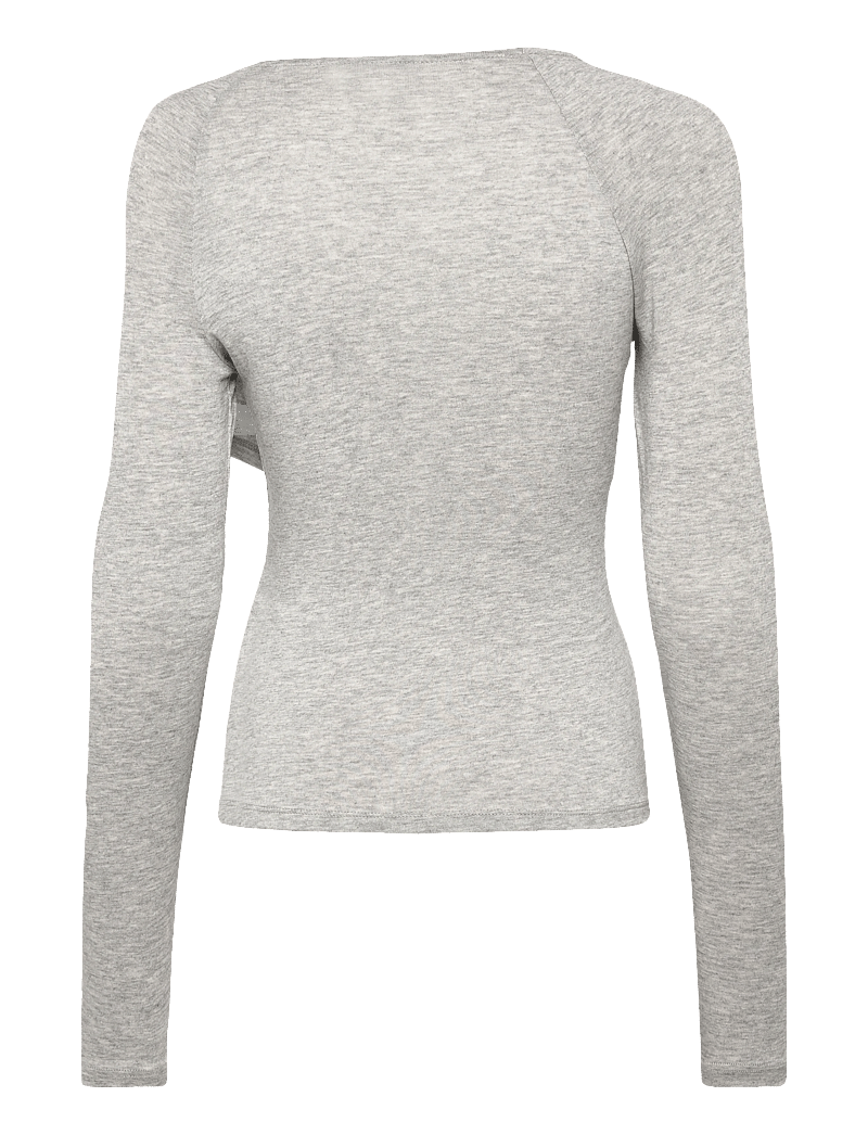 Gina Tricot - Ruched drapy top - langärmlige tops - grey melange (8181) - 1