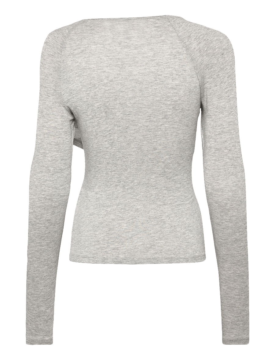 Gina Tricot - Ruched drapy top - langärmlige tops - grey melange (8181) - 1