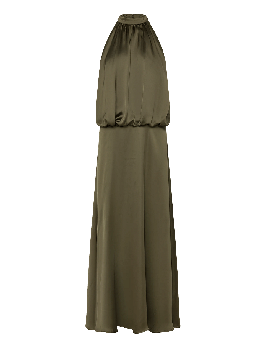 Gina Tricot - Satin halterneck maxi dress - cocktailklänningar - dark green (6049) - 1