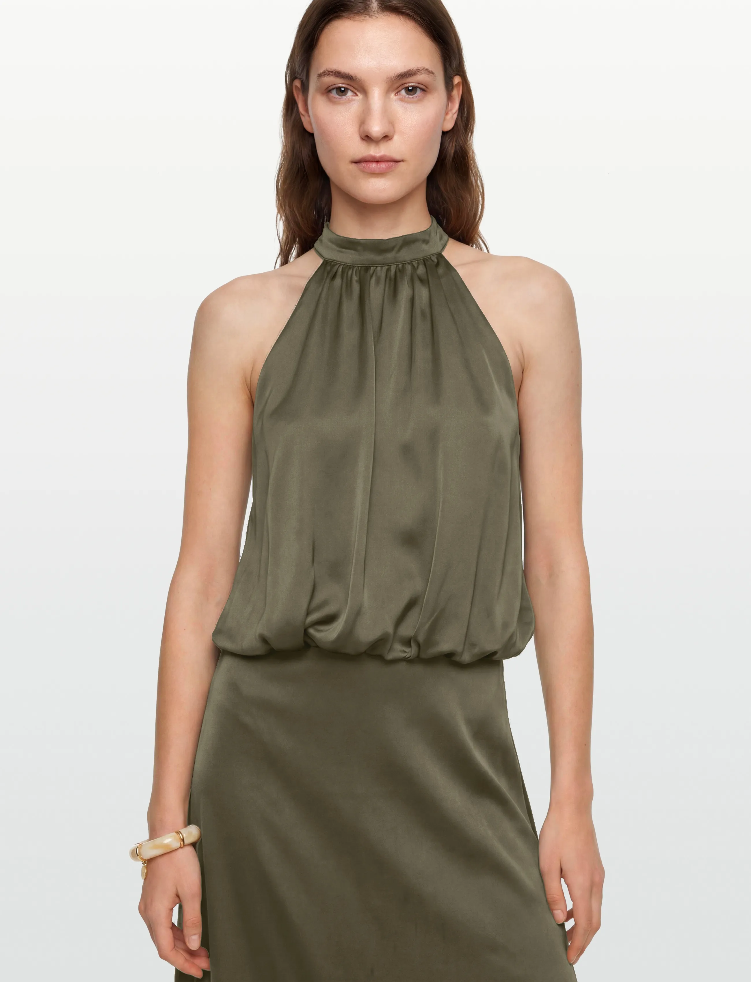 Gina Tricot - Satin halterneck maxi dress - cocktailkjoler - dark green (6049) - 3