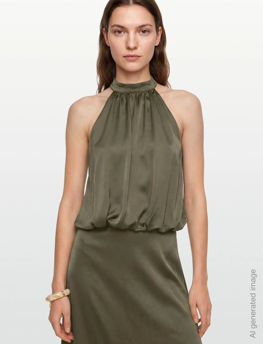 Gina Tricot - Satin halterneck maxi dress - cocktailklänningar - dark green (6049) - 3