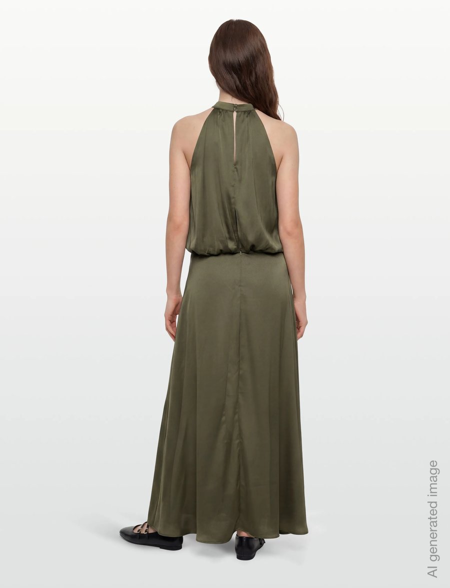 Gina Tricot - Satin halterneck maxi dress - cocktailklänningar - dark green (6049) - 4