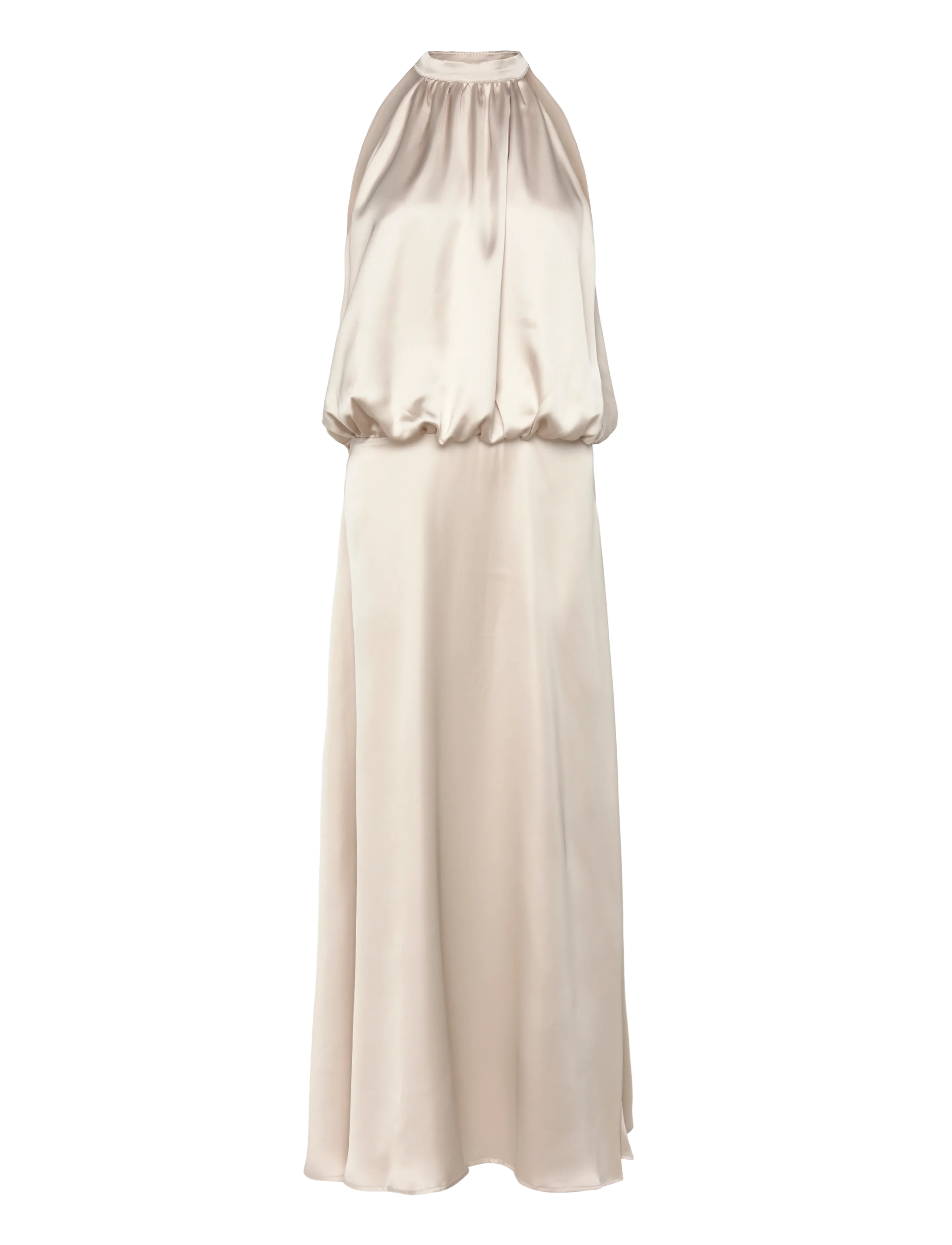 Gina Tricot Satin halterneck maxi dress - Festkjoler - LIGHT BEIGE (7070) / beige