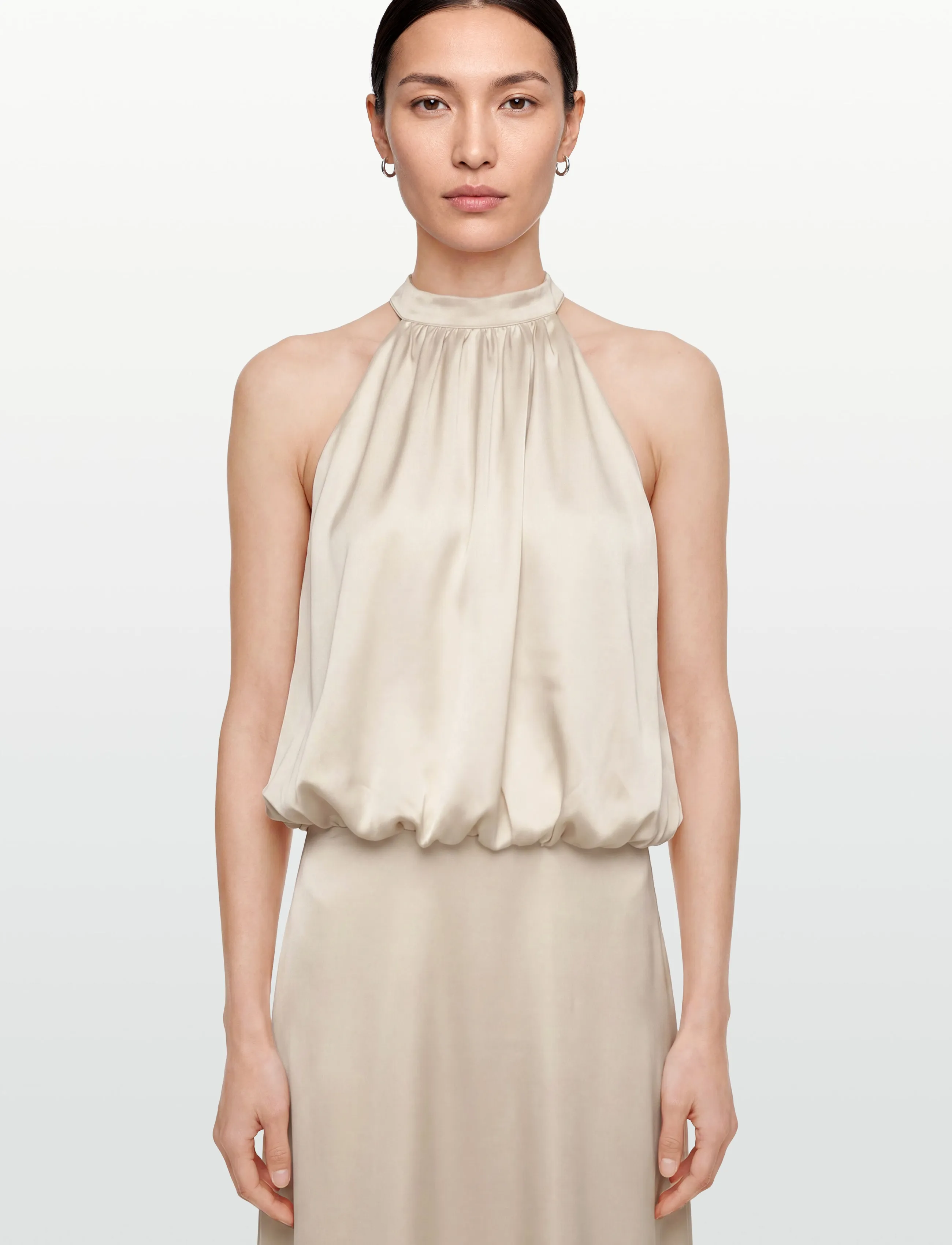 Gina Tricot - Satin halterneck maxi dress - cocktail dresses - light beige (7070) - 3