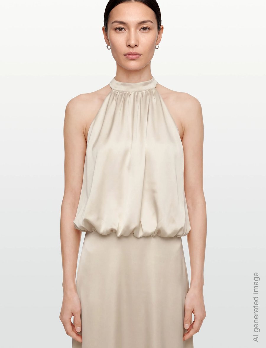 Gina Tricot - Satin halterneck maxi dress - cocktailkjoler - light beige (7070) - 3