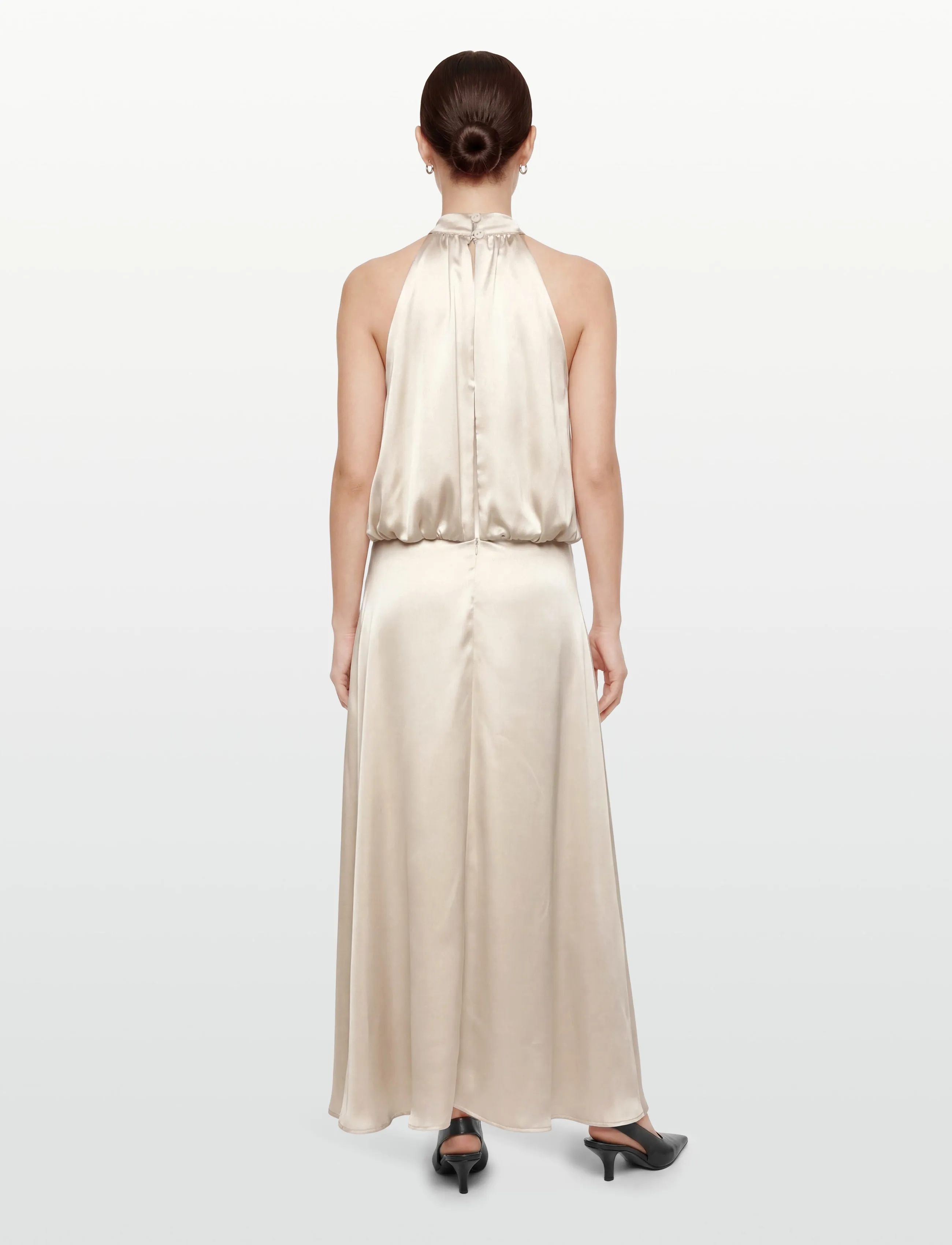 Gina Tricot - Satin halterneck maxi dress - cocktail dresses - light beige (7070) - 4